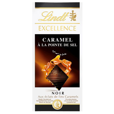 Шоколад чёрный Lindt Excellence Caramel &agrave; la Pointe de Sel с кусочками карамели, карамелизированным сахаром и морской солью, 100г 15049 фото