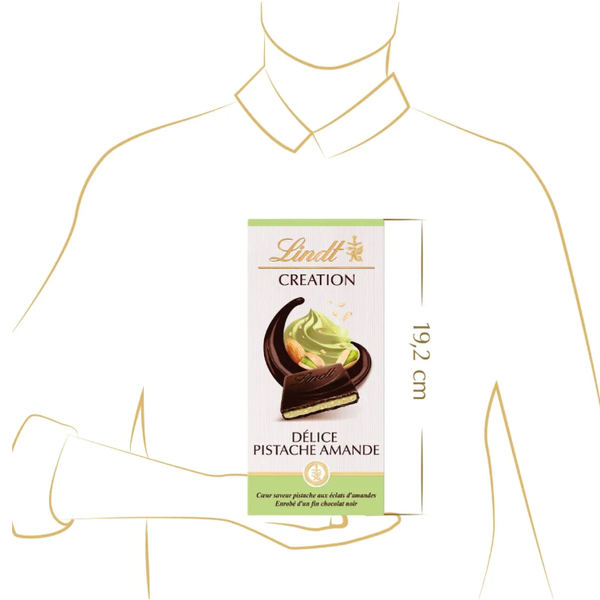 Шоколад чорний Lindt Creation Pistazie з начинкою зі смаком фісташок, шматочками мигдалю та печива, 148г 15101 фото