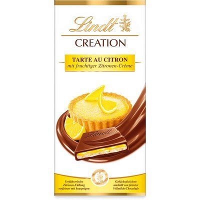Шоколад молочный Lindt Creation Tarte Au Citron с лимонной начинкой на кремовой начинке с кусочками песочного теста, 150г 15102 фото