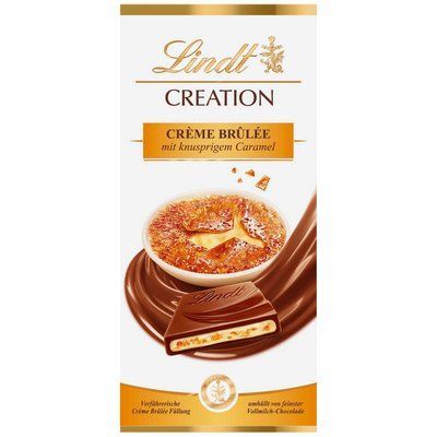 Шоколад молочный Lindt Creation Cr&egrave;me Br&ucirc;l&eacute;e с молочной начинкой с кусочками карамелизованного сахара и хрустящим бисквитом, 150г 15100 фото