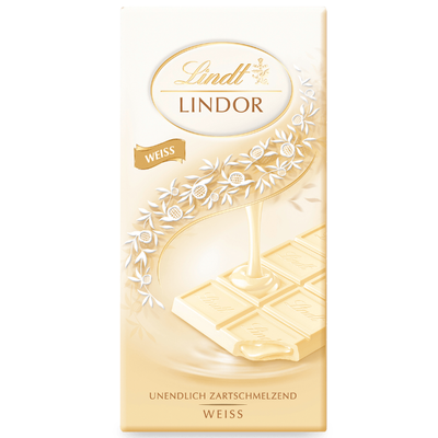 Шоколад белый Lindt Lindor White с нежно тающей начинкой, 100г 15129 фото