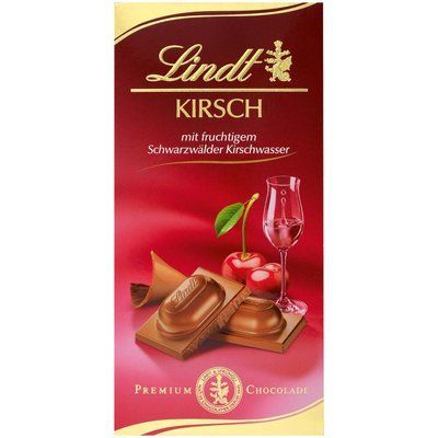 Молочний шоколад Lindt Kirsch з начинкою з вишневого бренді, 100г 15226 фото